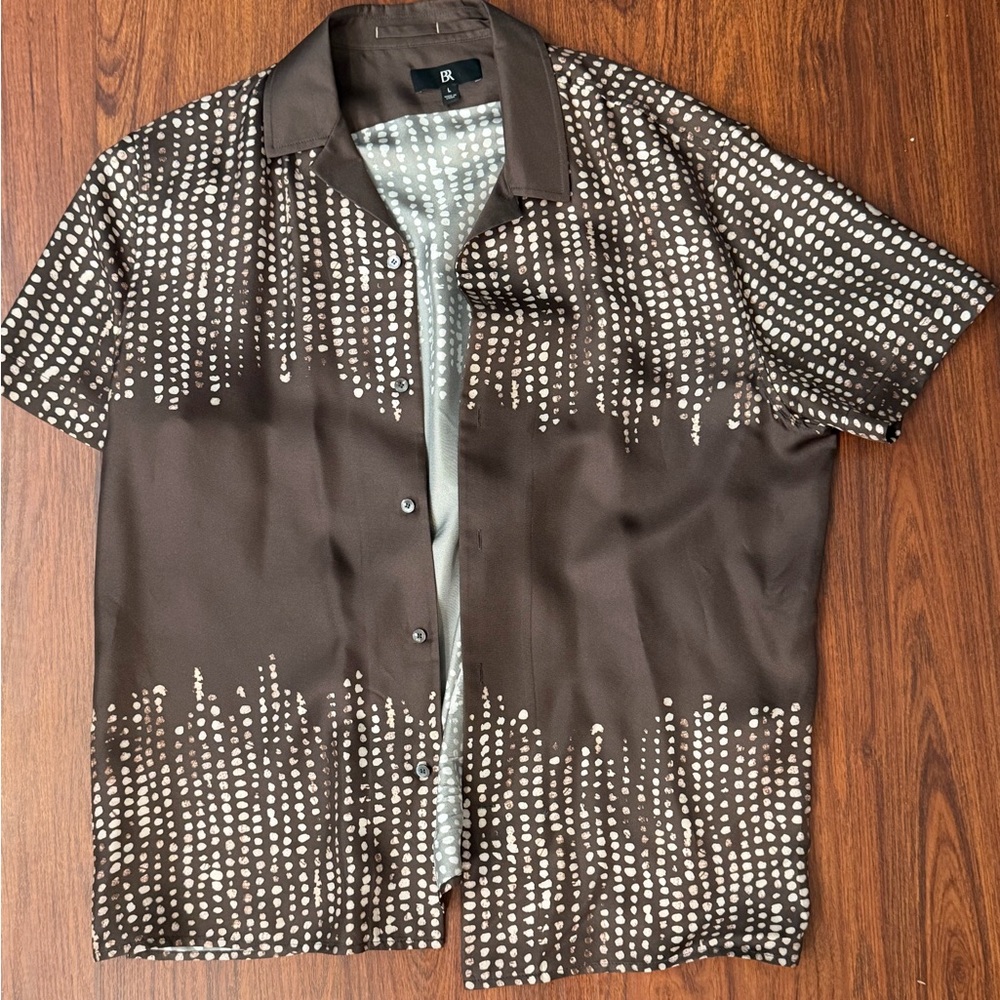 Banana Republic Brown Polka Dot Shirt Silk
